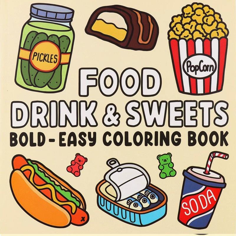 Food And Snacks Coloring Book - 음식, 음료, 디저트, 성인과 어린이를 위한