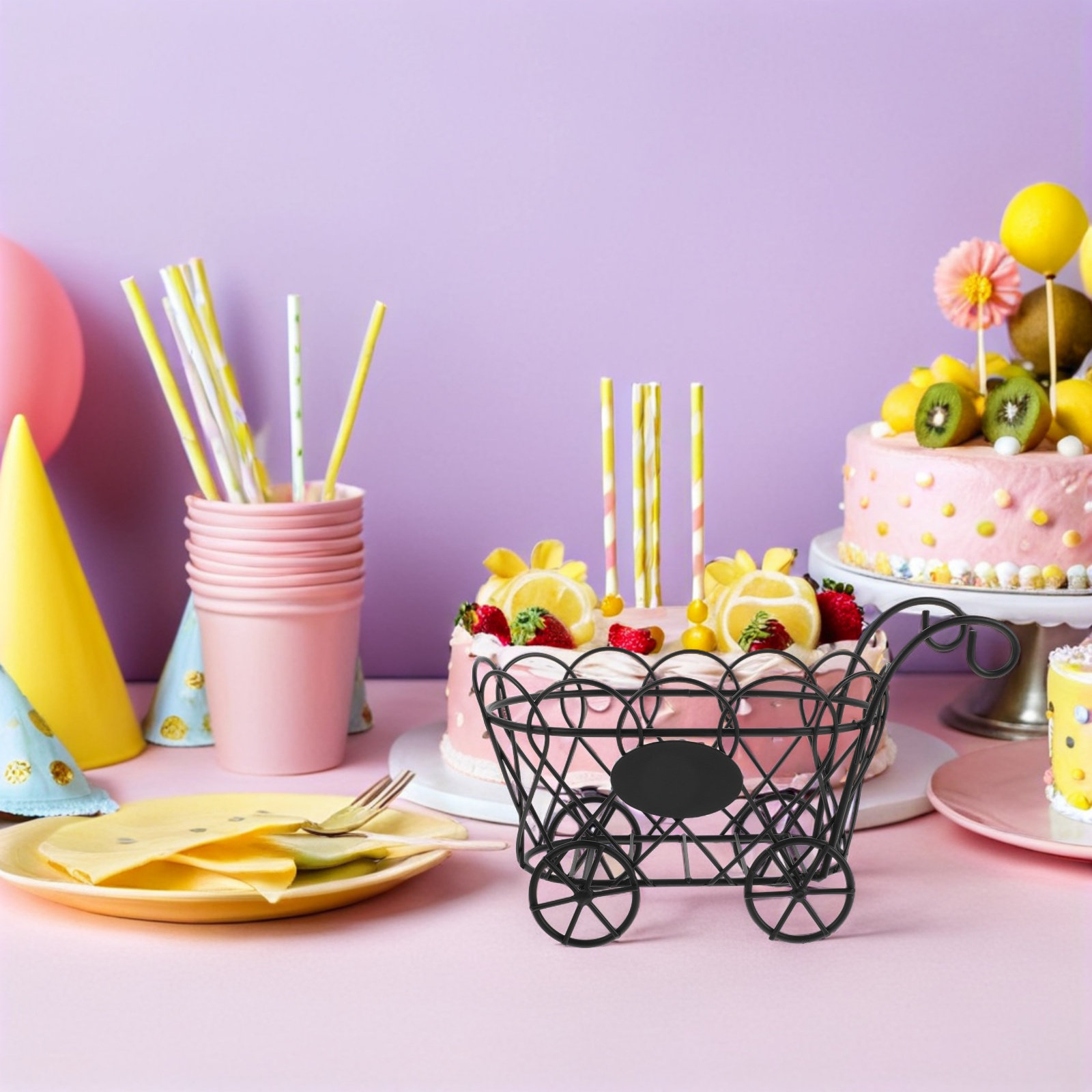 프렌치 프라이 바구니 크래들 카트 모양 검정색 합금 스 - Food Snacks Basket 리뷰 및 가격