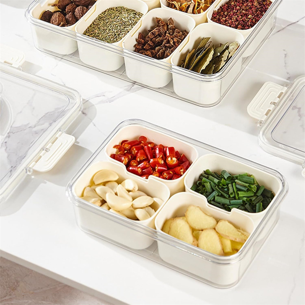 휴대용 식품 보관함, 스낵 보관함, 뚜껑이 있는 4칸, - Food Snacks Packaging 리뷰 및 가격