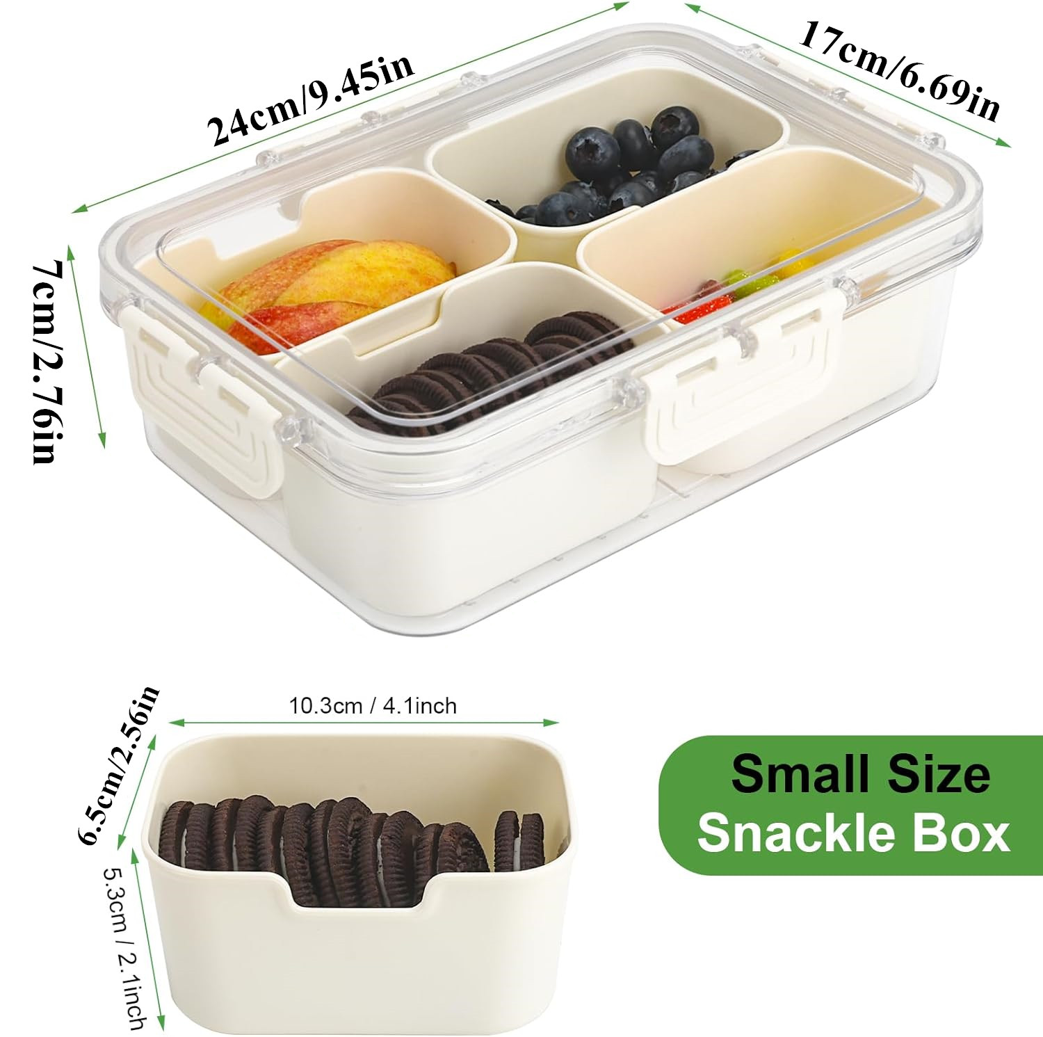 휴대용 식품 보관함, 스낵 보관함, 뚜껑이 있는 4칸, - Food Snacks Packaging 리뷰 및 가격