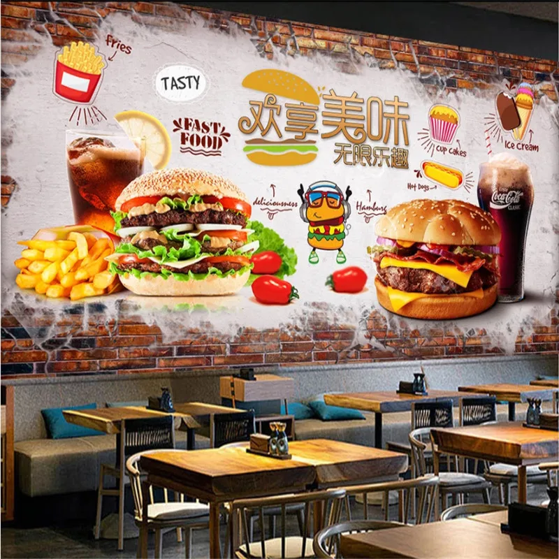 사용자 정의 텍스트 버거 감자 튀김 콜라 벽지 벽화 패 - Food Snacks Background 리뷰 및 가격