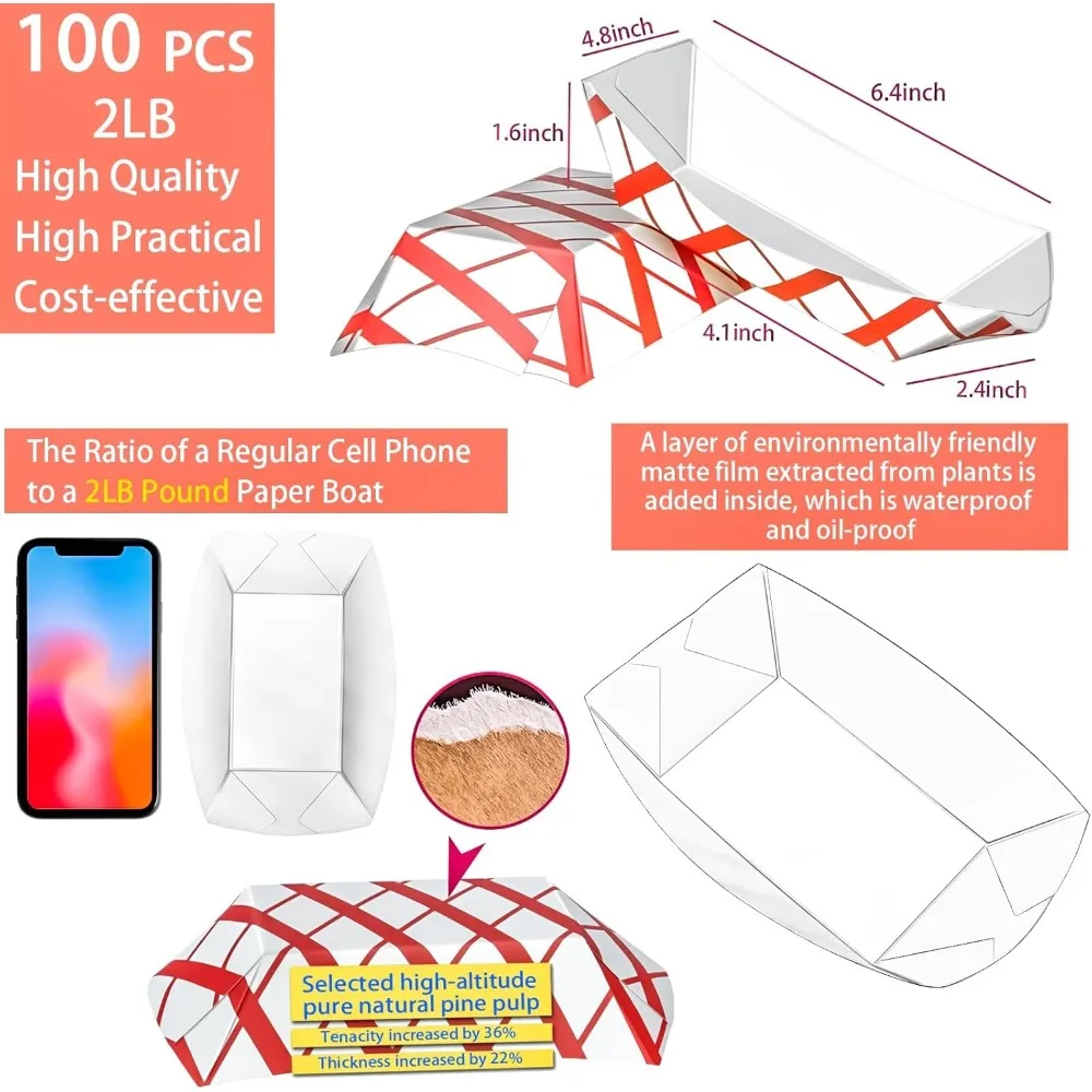 100개입 2Lb 크라프트 종이 음식 보트 트레이, 간 - Food Packed Snacks 리뷰 및 가격