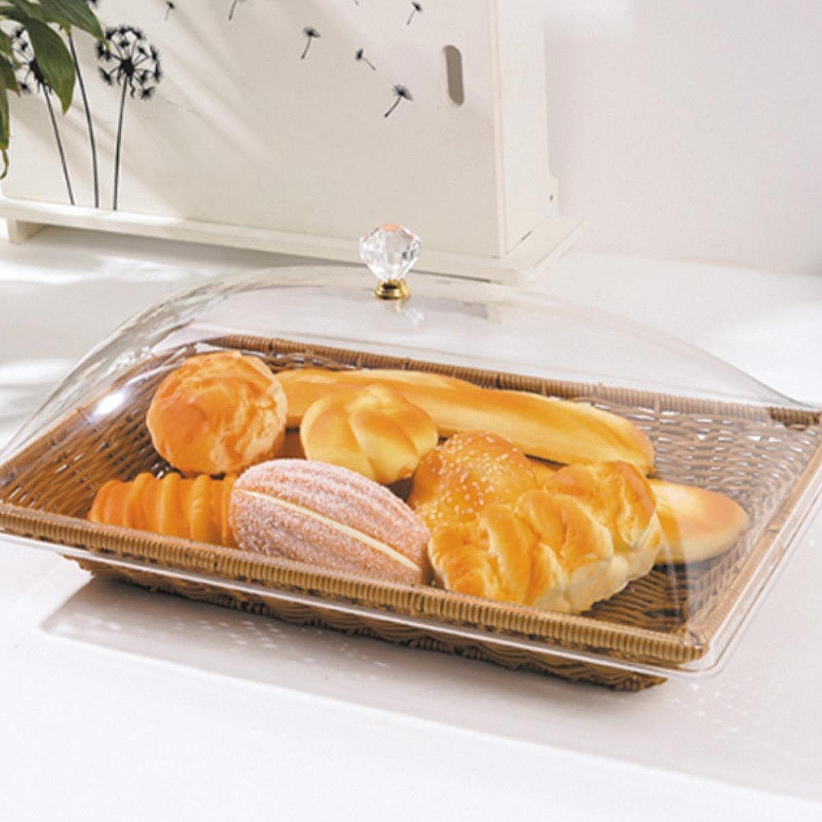 아크릴 뚜껑이 있는 모조 라탄 직조 빵 바구니, 스낵  - Food Snacks Basket 리뷰 및 가격