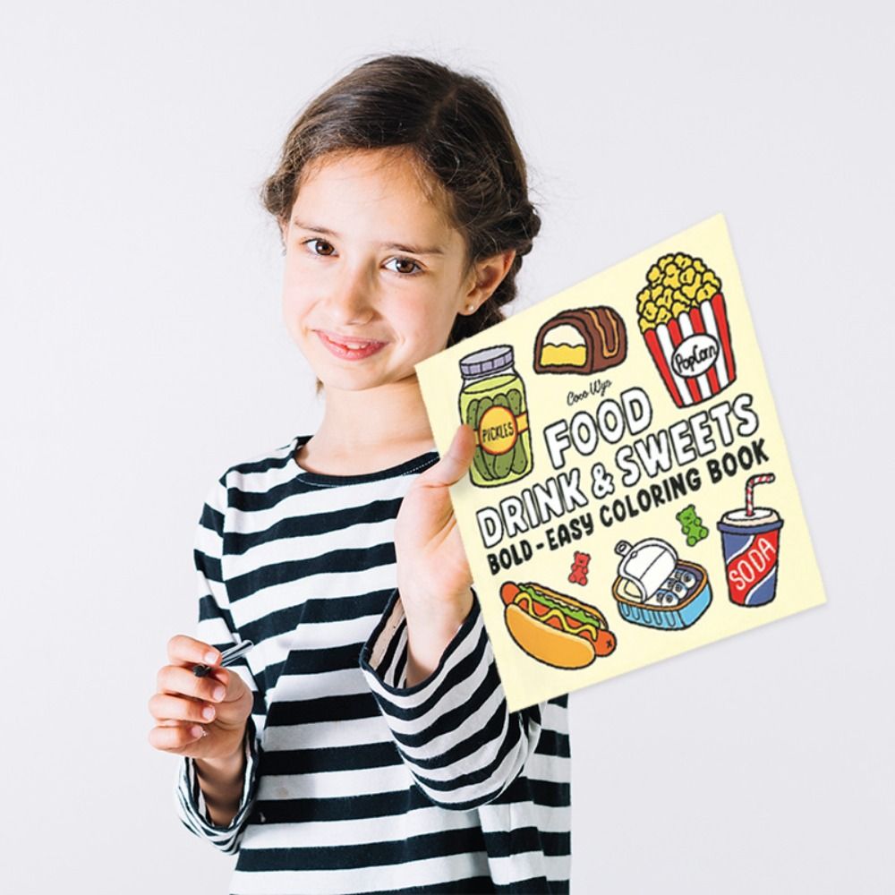 소녀들을 위한 진정 효과가 있는 색칠 공부 책, 밝은  - Food And Snacks Coloring Book 리뷰 및 가격