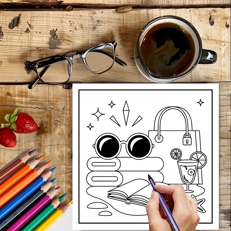 성인을 위한 컬러링북 여름 재미, 편안한 컬러링북, 스 - Food And Snacks Coloring Book 리뷰 및 가격